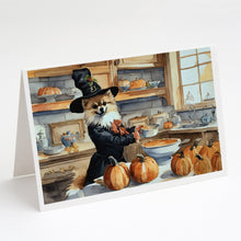 Load image into Gallery viewer, Pomeranian Fall Kitchen Pumpkins Greeting Cards -  Blank Note Cards – 8-Pack of Artist-Designed Cards with Envelopes