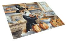 Load image into Gallery viewer, Pomeranian Fall Kitchen Pumpkins Glass Cutting Boards – Durable, Decorative Kitchen Art Large