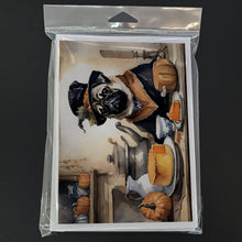Load image into Gallery viewer, Pug Fall Kitchen Pumpkins Greeting Cards -  Blank Note Cards – 8-Pack of Artist-Designed Cards with Envelopes