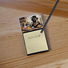 Load image into Gallery viewer, Pug Fall Kitchen Pumpkins Sticky Note Holder- Refiilable Desk Accessory Note Pad