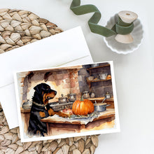 Load image into Gallery viewer, Rottweiler Fall Kitchen Pumpkins Greeting Cards -  Blank Note Cards – 8-Pack of Artist-Designed Cards with Envelopes