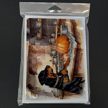 Load image into Gallery viewer, Rottweiler Fall Kitchen Pumpkins Greeting Cards -  Blank Note Cards – 8-Pack of Artist-Designed Cards with Envelopes