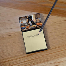 Load image into Gallery viewer, Rottweiler Fall Kitchen Pumpkins Sticky Note Holder- Refiilable Desk Accessory Note Pad