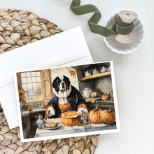 Load image into Gallery viewer, Saint Bernard Fall Kitchen Pumpkins Greeting Cards -  Blank Note Cards – 8-Pack of Artist-Designed Cards with Envelopes