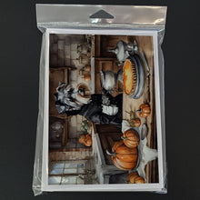 Load image into Gallery viewer, Schnauzer Fall Kitchen Pumpkins Greeting Cards -  Blank Note Cards – 8-Pack of Artist-Designed Cards with Envelopes