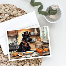 Load image into Gallery viewer, Scottish Terrier Fall Kitchen Pumpkins Greeting Cards -  Blank Note Cards – 8-Pack of Artist-Designed Cards with Envelopes