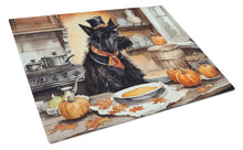 Load image into Gallery viewer, Scottish Terrier Fall Kitchen Pumpkins Glass Cutting Boards – Durable, Decorative Kitchen Art Large