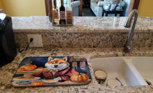 Load image into Gallery viewer, Shiba Inu Fall Kitchen Pumpkins Dish Drying Mat