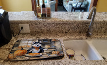 Load image into Gallery viewer, Siberian Husky Fall Kitchen Pumpkins Dish Drying Mat