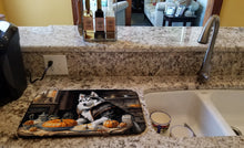 Load image into Gallery viewer, Siberian Husky Fall Kitchen Pumpkins Dish Drying Mat
