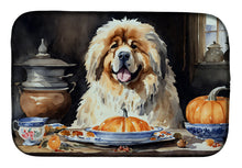 Load image into Gallery viewer, Tibetan Mastiff Fall Kitchen Pumpkins Dish Drying Mat