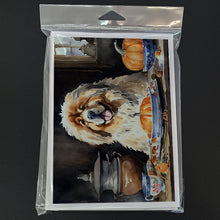 Load image into Gallery viewer, Tibetan Mastiff Fall Kitchen Pumpkins Greeting Cards -  Blank Note Cards – 8-Pack of Artist-Designed Cards with Envelopes