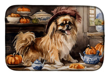 Load image into Gallery viewer, Tibetan Spaniel Fall Kitchen Pumpkins Dish Drying Mat