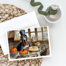 Load image into Gallery viewer, Weimaraner Fall Kitchen Pumpkins Greeting Cards -  Blank Note Cards – 8-Pack of Artist-Designed Cards with Envelopes
