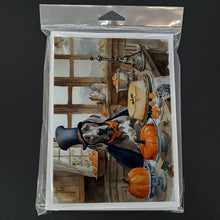 Load image into Gallery viewer, Weimaraner Fall Kitchen Pumpkins Greeting Cards -  Blank Note Cards – 8-Pack of Artist-Designed Cards with Envelopes