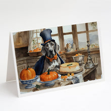 Load image into Gallery viewer, Weimaraner Fall Kitchen Pumpkins Greeting Cards -  Blank Note Cards – 8-Pack of Artist-Designed Cards with Envelopes