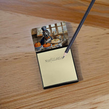 Load image into Gallery viewer, Weimaraner Fall Kitchen Pumpkins Sticky Note Holder- Refiilable Desk Accessory Note Pad