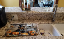 Load image into Gallery viewer, Yorkie Fall Kitchen Pumpkins Dish Drying Mat
