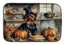 Load image into Gallery viewer, Yorkie Fall Kitchen Pumpkins Dish Drying Mat