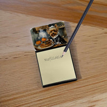 Load image into Gallery viewer, Yorkie Fall Kitchen Pumpkins Sticky Note Holder- Refiilable Desk Accessory Note Pad