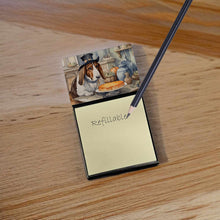 Load image into Gallery viewer, Basset Hound Fall Kitchen Pumpkins Sticky Note Holder- Refiilable Desk Accessory Note Pad