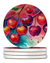 Load image into Gallery viewer, Colorful Cherries Large Sandstone Coasters Pack of 4