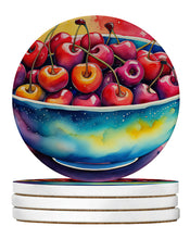 Load image into Gallery viewer, Colorful Cherries Large Sandstone Coasters Pack of 4