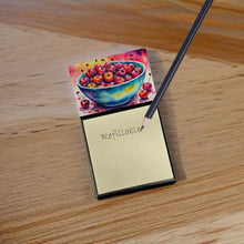 Load image into Gallery viewer, Colorful Cherries Sticky Note Holder- Refiilable Desk Accessory Note Pad