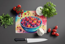 Load image into Gallery viewer, Colorful Cherries Glass Cutting Boards – Durable, Decorative Kitchen Art Large