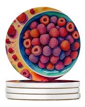 Load image into Gallery viewer, Colorful Raspberries Large Sandstone Coasters Pack of 4