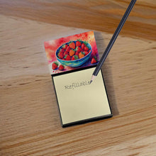 Load image into Gallery viewer, Colorful Strawberries Sticky Note Holder- Refiilable Desk Accessory Note Pad