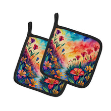 Load image into Gallery viewer, Colorful Alstroemerias Pot Holders - Set of 2 Decorative Kitchen Helpers | Made in the USA