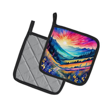 Load image into Gallery viewer, Colorful Annual Larkspur Pot Holders - Set of 2 Decorative Kitchen Helpers | Made in the USA