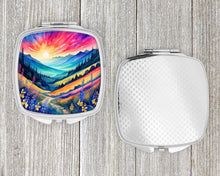 Load image into Gallery viewer, Colorful Annual Larkspur Compact Mirror – Stylish Purse Mirror with Artistic Covers