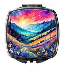 Load image into Gallery viewer, Colorful Annual Larkspur Compact Mirror – Stylish Purse Mirror with Artistic Covers