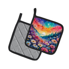 Load image into Gallery viewer, Colorful Asters Pot Holders - Set of 2 Decorative Kitchen Helpers | Made in the USA