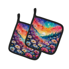 Load image into Gallery viewer, Colorful Asters Pot Holders - Set of 2 Decorative Kitchen Helpers | Made in the USA