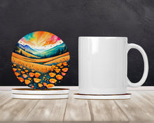Load image into Gallery viewer, Colorful California poppies Large Sandstone Coasters Pack of 4