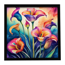 Load image into Gallery viewer, Colorful Calla Lilies Framed Metal Print