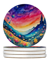 Load image into Gallery viewer, Colorful Campanula Large Sandstone Coasters Pack of 4