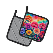 Load image into Gallery viewer, Colorful Carnations Pot Holders - Set of 2 Decorative Kitchen Helpers | Made in the USA