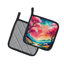 Load image into Gallery viewer, Colorful Cherry Blossoms Pot Holders - Set of 2 Decorative Kitchen Helpers | Made in the USA