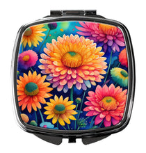 Load image into Gallery viewer, Colorful Chrysanthemums Compact Mirror – Stylish Purse Mirror with Artistic Covers
