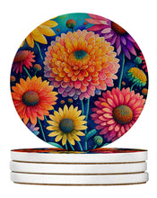 Load image into Gallery viewer, Colorful Chrysanthemums Large Sandstone Coasters Pack of 4