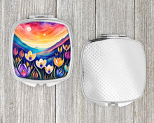 Load image into Gallery viewer, Colorful Crocus Compact Mirror – Stylish Purse Mirror with Artistic Covers