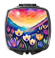 Load image into Gallery viewer, Colorful Crocus Compact Mirror – Stylish Purse Mirror with Artistic Covers