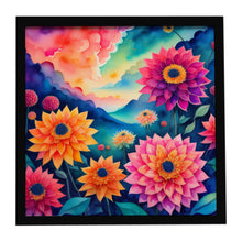 Load image into Gallery viewer, Colorful Dahlias Framed Metal Print
