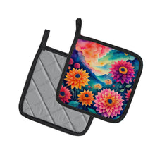 Load image into Gallery viewer, Colorful Dahlias Pot Holders - Set of 2 Decorative Kitchen Helpers | Made in the USA
