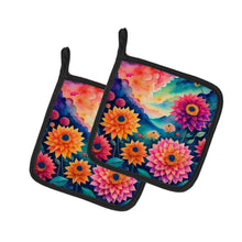 Load image into Gallery viewer, Colorful Dahlias Pot Holders - Set of 2 Decorative Kitchen Helpers | Made in the USA
