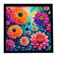 Load image into Gallery viewer, Colorful Dahlias Framed Metal Print